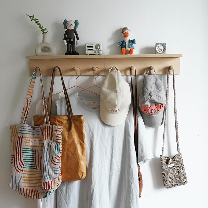Entrance Coat Rack ，Coat Hooks, Wall-Mounted Wooden Hook Rack, Wall-Mounted - Image 2