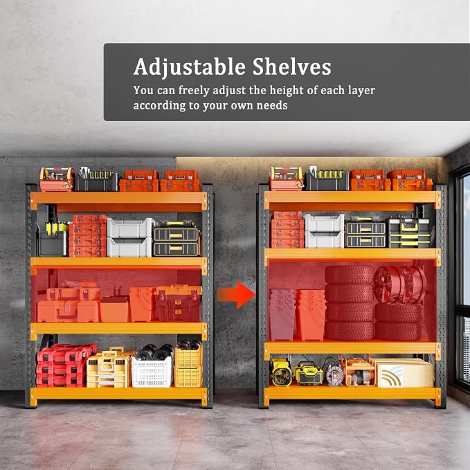 5000LBS Garage Shelving 59" W Garage Shelving Heavy Duty 4-Tier Metal Storage - Image 5