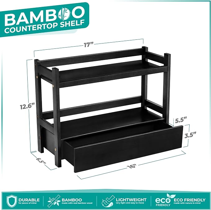 Sorbus Bamboo Bathroom Counter Organizer – 2-Tier Shelf - Image 3