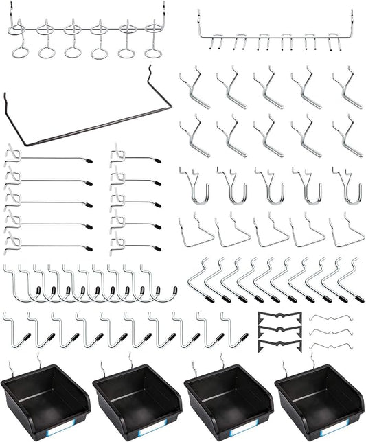 Pegboard Hooks, with Bins, Peg Locks, by FRIMOONY