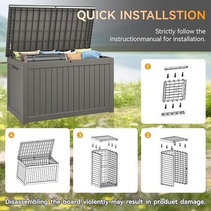 NUNU LAB 270 Gallon Large Resin Deck Box, Waterproof Outdoor Storage Box - Image 4