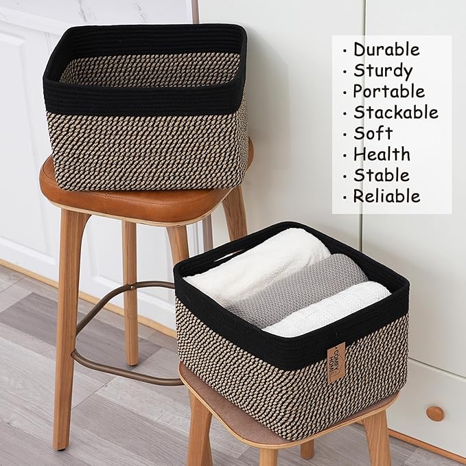COMFY-HOMI 3PACK Cotton Rope Square Basket - Image 6