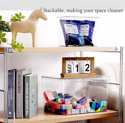 Storage Boxes, 5 Packs Transparent Food Organizer, Stackable Lidded Storage Bins - Image 4