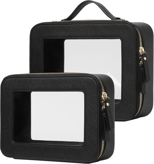 Popvibe Clear Makeup Bag Travel Cosmetic Case Transparent Toiletry Bag by POPVIBE