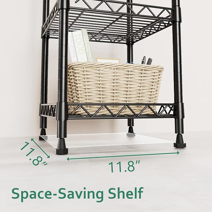 GIOTORENT 5 Tier Standing Shelving Metal Units, Adjustable Height Wire Shelf - Image 6