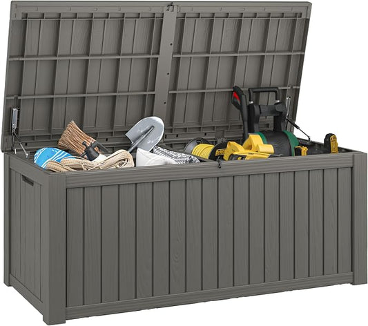 150 Gallon Outdoor Storage Box, Resin Deck Boxes Outdoor Waterproof by WTFGO