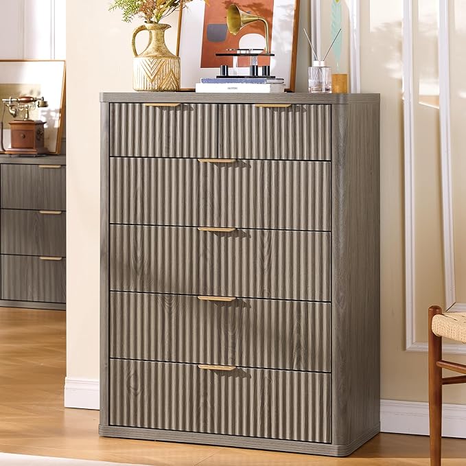 LEYAOYAO Fluted 6 Drawers Dresser by LEYAOYAO-Findtheshiningpointofyourideallife%EF%BC%81
