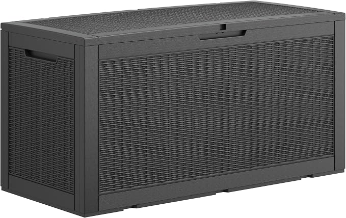 100 Gallon Deck Box Lockable Resin Outdoor Storage Box waterproof Outdoor by LHBGO