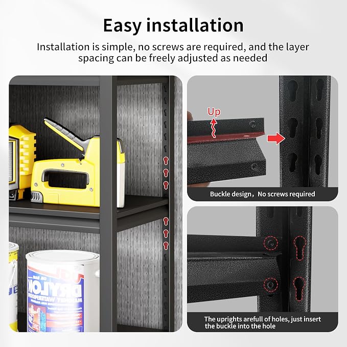 Metal Garage Shelving, Adjustable 5-Tier Heavy Duty Shelving, 3000 LBS Garage - Image 8