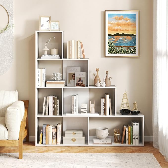 Tangkula 4-Tier Stepped Bookshelf, Freestanding 6 Cubes Ladder Bookcase - Image 2