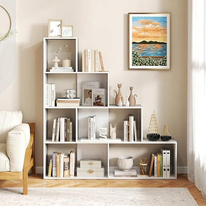 Tangkula 4-Tier Stepped Bookshelf, Freestanding 6 Cubes Ladder Bookcase - Image 2