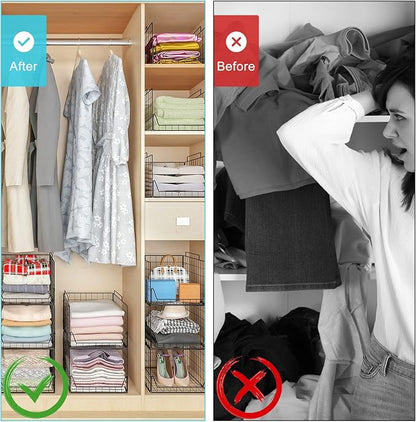 Stackable Closet Organizers and Storage Bins 4 Pack, Sturdy Metal Clothes - Image 6