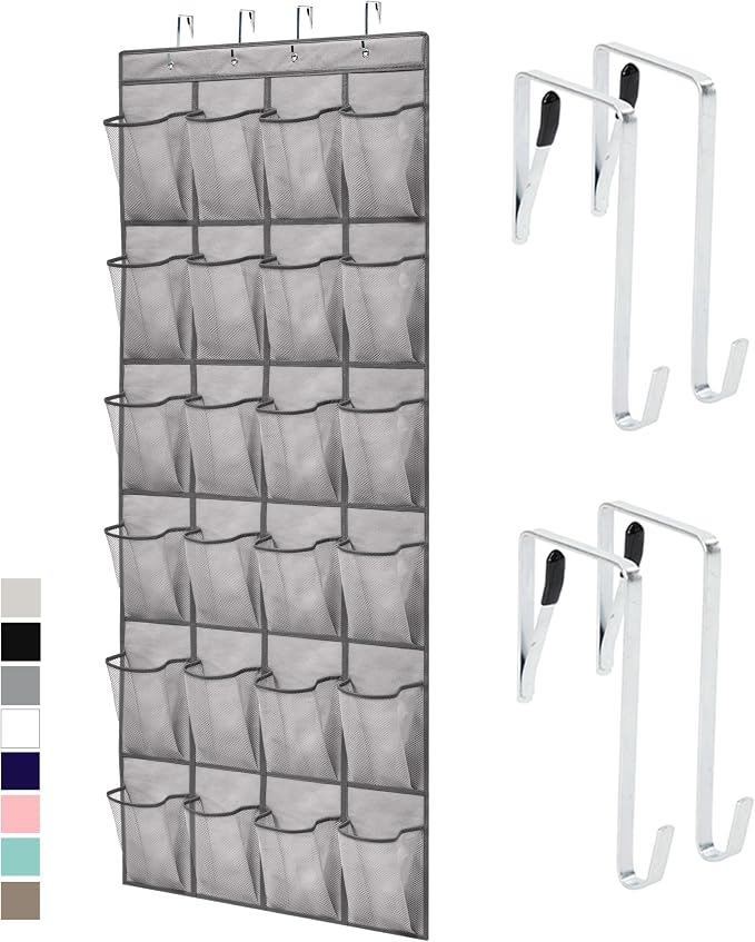 GORILLA GRIP Over the Door Shoe Organizer, 24 Large Breathable Mesh Pockets by GorillaGrip
