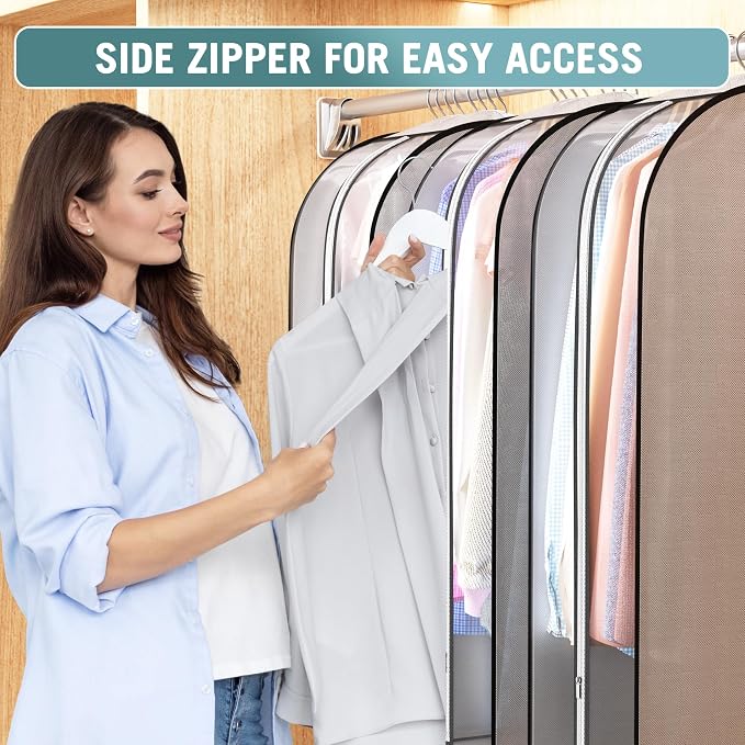 10" Gusseted Garment Bags for Hanging Clothes 40" Suit Bags for Open Closet - Image 4