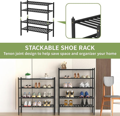 5 Tier Bamboo Shoe Rack for Closet Free Standing Wood Shoe Shelf for Entryway - Image 5