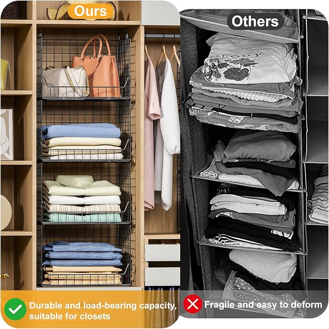 4-Tier Extra Height Stackable Closet Organizer – Foldable Storage Bins - Image 5