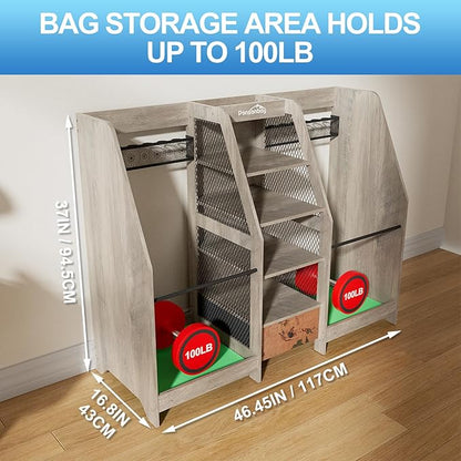 Golf Bag Storage Organizer for Garage, Premium Wooden 2 Golf Bags Rack - Image 5
