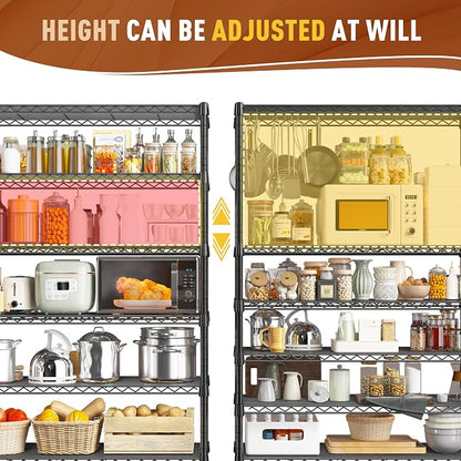 REIBII 71" H Metal Shelves 6 Tier Storage Shelves 1200LBS Adjustable Shelving - Image 6