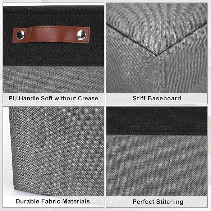 Collapsible Fabric Storage Cubes 11x11 Cube Storage Bins, 4 Pack Closet Baskets - Image 6