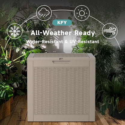 30 Gallon Waterproof Resin Deck Box, UV Resistant Outdoor Storage - Image 4