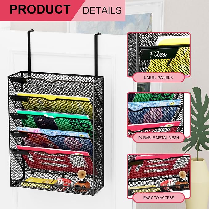 6-Tier Hanging File Organizer Office Cubicle Accessories - Image 4