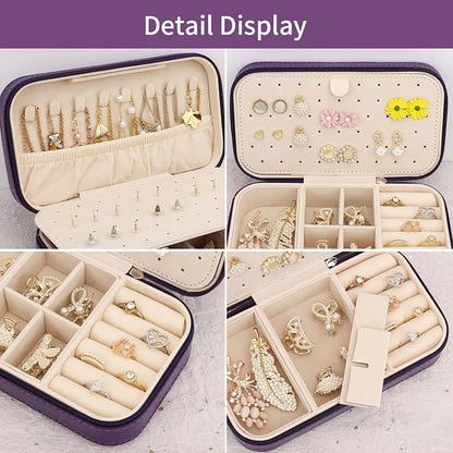 DesignSter Travel Jewelry Box, PU Leather Portable Jewelry Case, Small Jewelry - Image 3