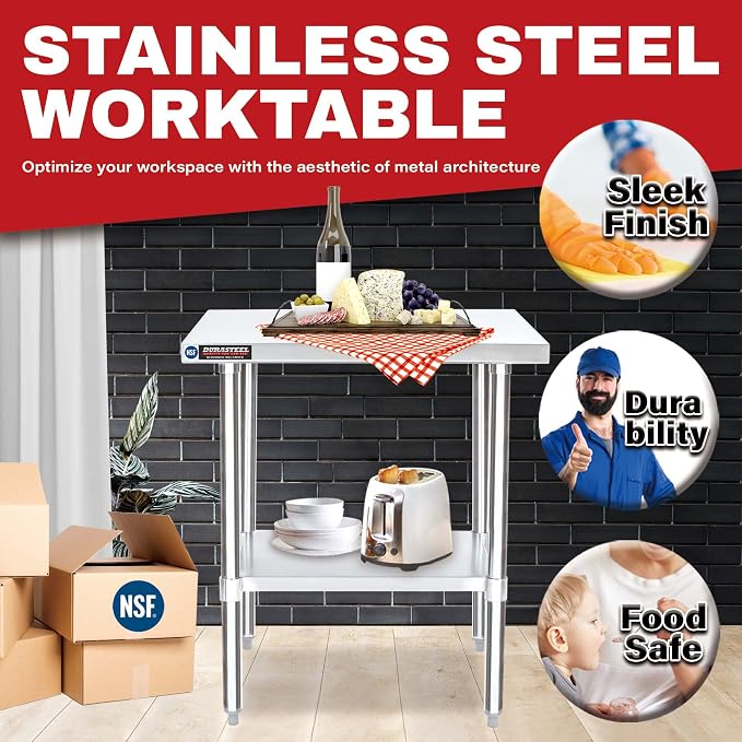 DuraSteel 30x36 Stainless Steel Work Table - Image 2
