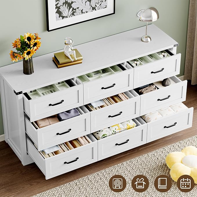 9-Drawer Dresser for Bedroom, Modern Wooden Chest of Drawers - Image 5