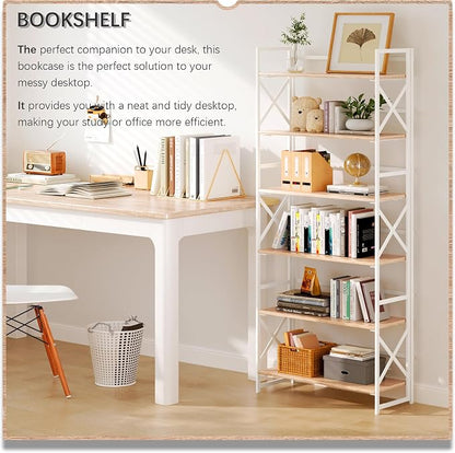 4NM 6 Tiers No Assembly Book Shelves, 61.8" H Folding Bookshelf Bookcase Open - Image 3