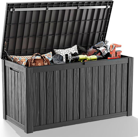 180 Gallon Large Deck Box, Resin Outdoor Storage Box by OutdoorLivingPerfected