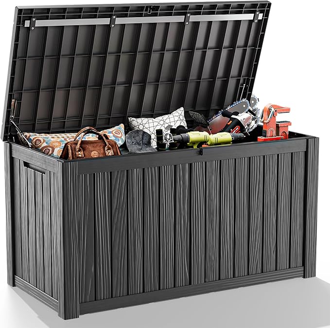 180 Gallon Outdoor Deck Box, Storage Lockable Waterproof Patio Furniture by MAIUSCOLI