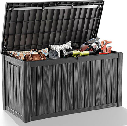 180 Gallon Outdoor Storage Box, Large Resin Deck Box by Unknown