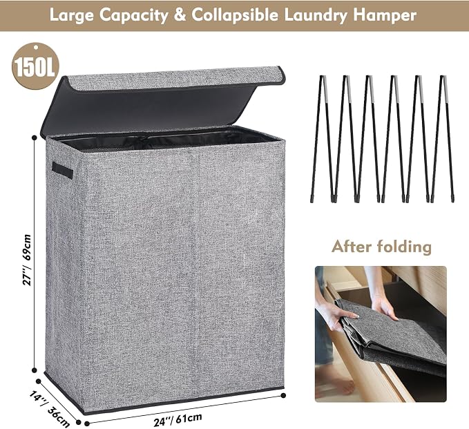 DOKEHOM 150L Double Laundry Basket - Image 3