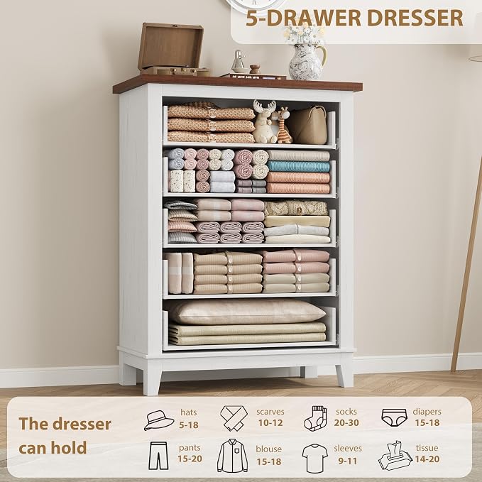 GarveeHome 5 Dresser for Bedroom, 41.3 in Tall Vertical Drawer Dresser - Image 7
