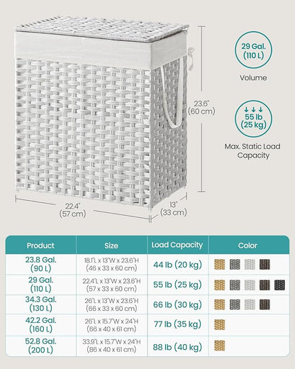 SONGMICS Laundry Hamper with Lid, 110L Clothes Hamper with 2 Removable Liner - Image 6