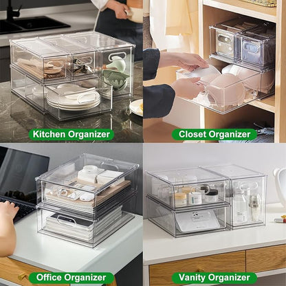 Taiuloo 3 Pack Stackable Refrigerator Organizer Bins - Image 5