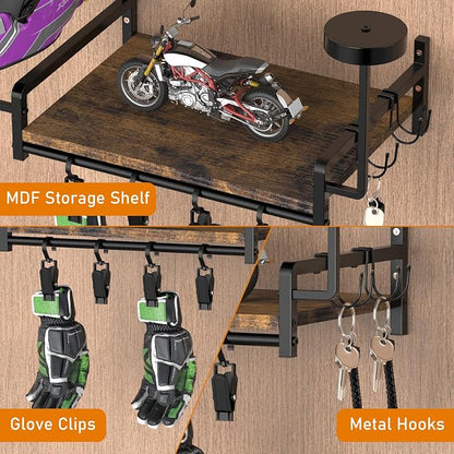 OYEAL Motorcycle Helmet Holder Wall Mount, Rustic Helmet Display Rack - Image 5