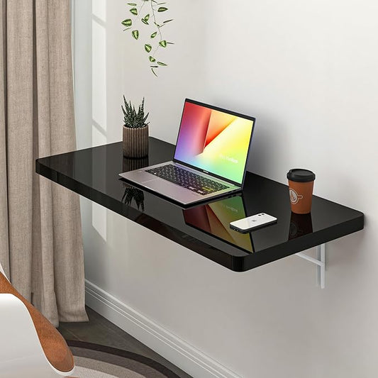 Clikuutory Wall Mounted High Gloss Folding Table, Wall Desk Fold Down by Turnyourhouseintoahome