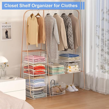 4-Tier Stackable Closet Organizers and Storage Shelves, Foldable & - Image 7
