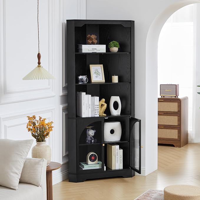 Mid-Century Modern 70" H Tall Coner Storage Cabinet - Image 6