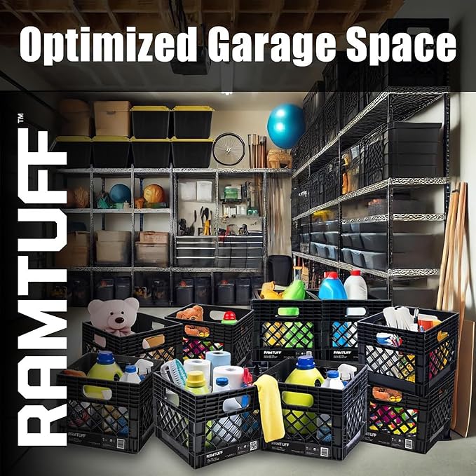Ramtuff 4 Pack Storage Milk Crate, Durable Plastic Home Organizers, Stackable - Image 6