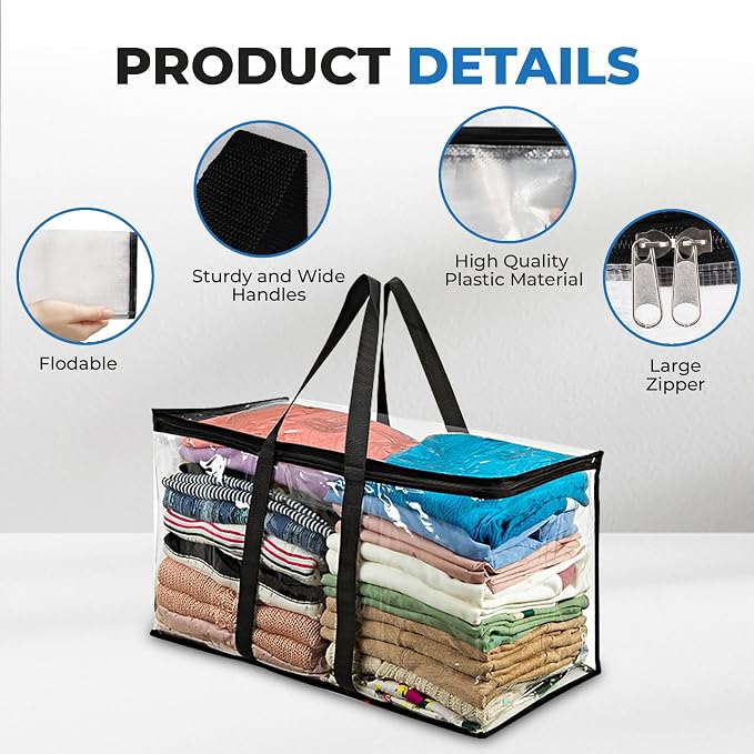 4 Pack Clear Large Moving Bags, Heavy Duty Storage Bags, College Totes - Image 5