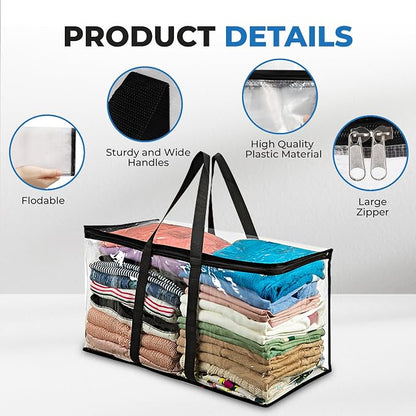 4 Pack Clear Large Moving Bags, Heavy Duty Storage Bags, College Totes - Image 5