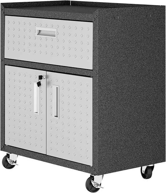 Manhattan Comfort Fortress Textured Metal 31.5" Garage Mobile Cabinet by ManhattanComfort