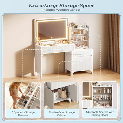 PRAISUN 55'' Large Makeup Vanity Desk - Image 6