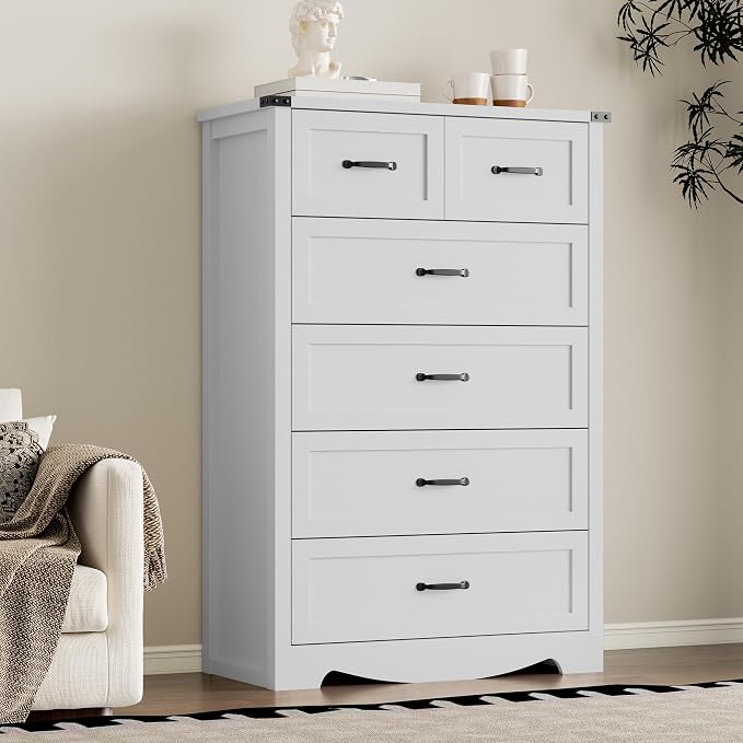 Tall 6-Drawer Dresser for Bedroom, Modern Wooden Chest of Drawers - Image 7