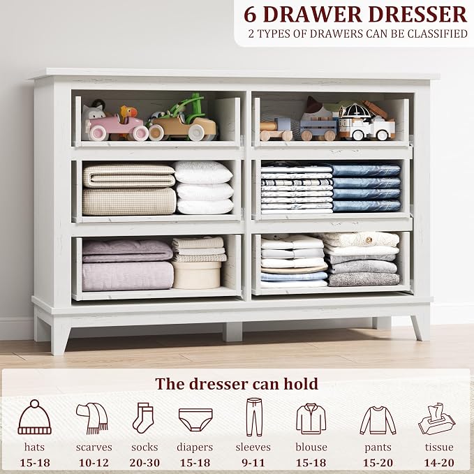 GarveeHome 6 Dresser for Bedroom, 47 in Wide Drawer Dresser - Image 6