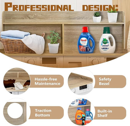 Royxen 2-Tier Washer Dryer Countertop, 19.5"H Wood Washer and Dryer Topper - Image 5
