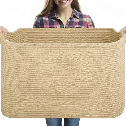 95L Extra Large Blanket Basket, Rectangle Nursery Blanket Storage by OIASKET