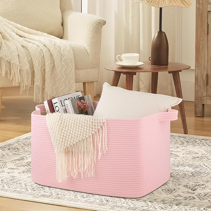 95L Extra Large Blanket Basket, Rectangle Nursery Blanket Storage - Image 4